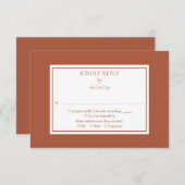 Elegant Simple Modern Terracotta Wedding RSVP Kaartje (Voorkant / Achterkant)