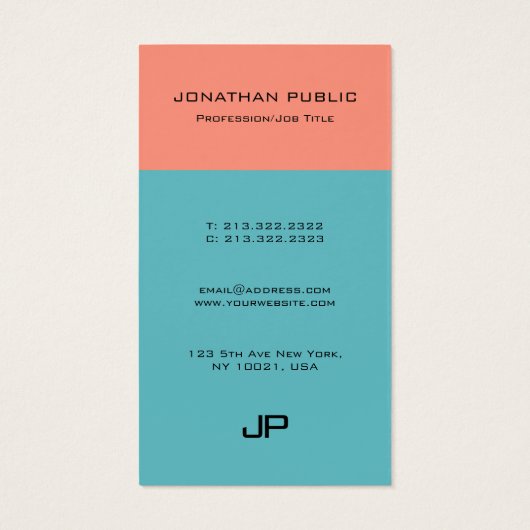 Elegant Simple Moderne Monogram Professional Visitekaartje (Achterkant)