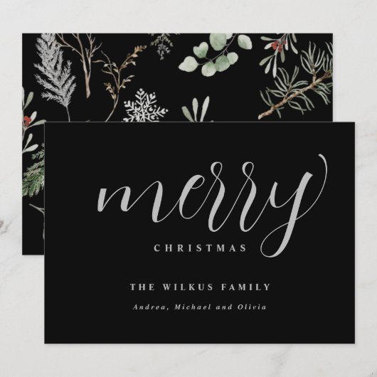 Elegant Simple Moderne niet-fotokerstkaart Feestdagenkaart (Voorkant / Achterkant)