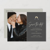 Elegant Simple Moderne Photo Wedding Save the Date Aankondigingskaart (Voorkant / Achterkant)