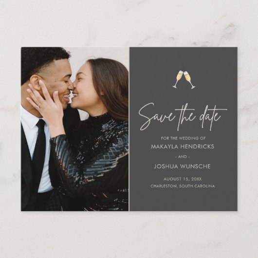 Elegant Simple Moderne Photo Wedding Save the Date Aankondigingskaart (Voorkant)