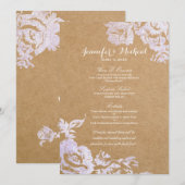 Elegant Simple Moderne Roos Floral Faux Silver Menu (Voorkant / Achterkant)