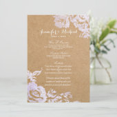 Elegant Simple Moderne Roos Floral Faux Silver Menu (Staand voorkant)