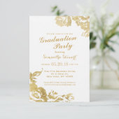 Elegant Simple Moderne Roos Floral Gold Afstuderen Kaart (Staand voorkant)
