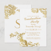 Elegant Simple Moderne Roos Floral Gold Afstuderen Kaart (Voorkant / Achterkant)