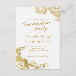 Elegant Simple Moderne Roos Floral Gold Afstuderen Kaart