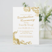 Elegant Simple Moderne Roos Floral Gold Afstuderen Kaart (Staand voorkant)