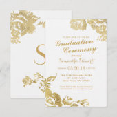 Elegant Simple Moderne Roos Floral Gold Afstuderen Kaart (Voorkant / Achterkant)