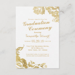 Elegant Simple Moderne Roos Floral Gold Afstuderen Kaart