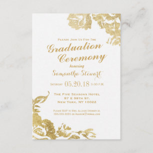 Elegant Simple Moderne Roos Floral Gold Afstuderen Kaart