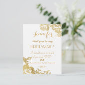 Elegant Simple Moderne Roos Floral Gold Bridesmaid Kaart (Staand voorkant)