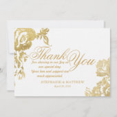 Elegant Simple Moderne Roos Floral Gold Hartelijk  Bedankkaart (Voorkant)
