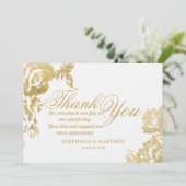 Elegant Simple Moderne Roos Floral Gold Hartelijk  Bedankkaart (Staand voorkant)