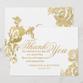 Elegant Simple Moderne Roos Floral Gold Hartelijk  Bedankkaart (Voorkant / Achterkant)