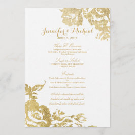 Elegant Simple Moderne Roos Floral Gold Menu