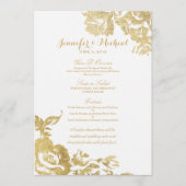Elegant Simple Moderne Roos Floral Gold Menu (Voorkant)