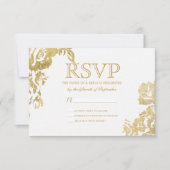 Elegant Simple Moderne Roos Floral Gold RSVP (Voorkant)