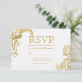 Elegant Simple Moderne Roos Floral Gold RSVP (Staand voorkant)