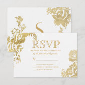 Elegant Simple Moderne Roos Floral Gold RSVP (Voorkant / Achterkant)