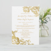Elegant Simple Moderne Roos Floral Gold Wedding Programmakaart (Staand voorkant)