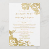 Elegant Simple Moderne Roos Floral Gold Wedding Programmakaart (Voorkant)