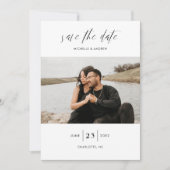 Elegant Simple Moderne Script Photo Wedding Save T Save The Date (Voorkant)