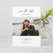 Elegant Simple Moderne Script Photo Wedding Save T Save The Date (Staand voorkant)