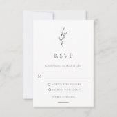 Elegant Simple Monochrome Botanical Leaf Classy RSVP Kaartje (Voorkant)