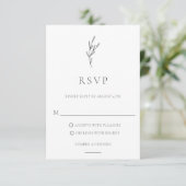 Elegant Simple Monochrome Botanical Leaf Classy RSVP Kaartje (Staand voorkant)