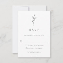 Elegant Simple Monochrome Botanical Leaf Classy RSVP Kaartje