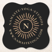 Elegant Simple Monogram Black Gold Modern Kartonnen Onderzetters (Voorkant)