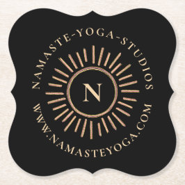 Elegant Simple Monogram Black Gold Modern Kartonnen Onderzetters