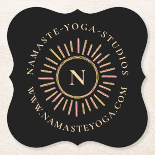 Elegant Simple Monogram Black Gold Modern Kartonnen Onderzetters