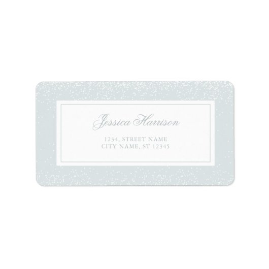 Elegant Simple Monogram Blue Grey White Confetti Etiket (Voorkant)