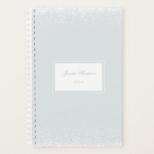 Elegant Simple Monogram Blue Grey White Confetti Planner (Voorkant)
