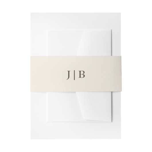 Elegant Simple Monogram Cream Ivory Wedding Uitnodigingen Wikkel (Voorkant Voorbeeld)