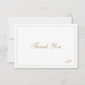 Elegant Simple Monogram Formal Faux Gold Wedding Bedankkaart (Voorkant)