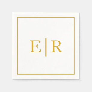 Elegant Simple Monogram Gold Weddenschap Servet