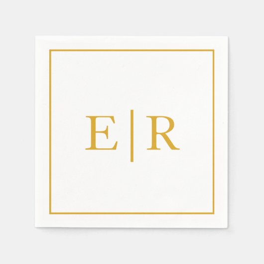Elegant Simple Monogram Gold Weddenschap Servet (Voorkant)
