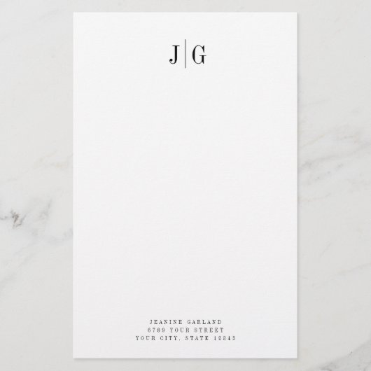 Elegant Simple Monogram Minimal Professional Briefpapier (Voorkant)