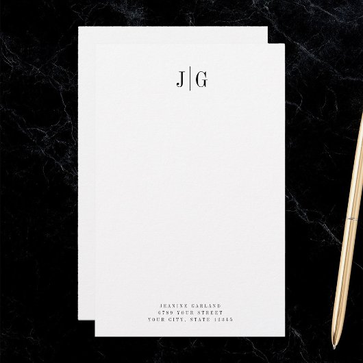 Elegant Simple Monogram Minimal Professional Briefpapier