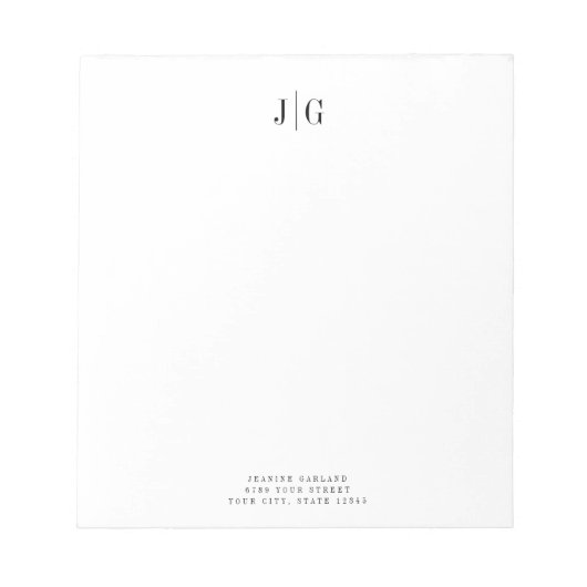 Elegant Simple Monogram Minimalist Letterhead Notitieblok (Voorkant)