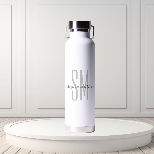 Elegant Simple Monogram Name Persoonlijk Waterfles