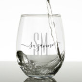 Elegant Simple Monogram Name Persoonlijk Wijnglas Zonder Voet
