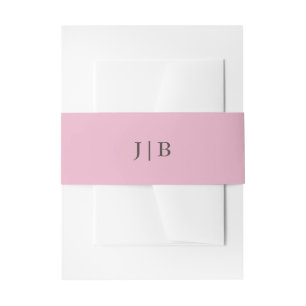 Elegant Simple Monogram Pink Weddenschap Uitnodigingen Wikkel