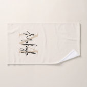 Elegant Simple Monogram Script Name Beige Handdoek (Handdoek)