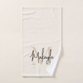 Elegant Simple Monogram Script Name Beige Handdoek (Handdoek)