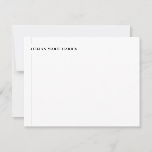 Elegant Simple Monogram Side Border Black White Notitiekaartje (Voorkant)