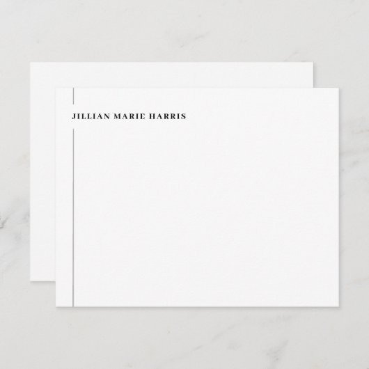 Elegant Simple Monogram Side Border Black White Notitiekaartje (Voorkant / Achterkant)