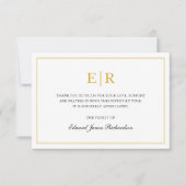 Elegant Simple Monogram Sympathie Gold Funeral Bedankkaart (Voorkant)
